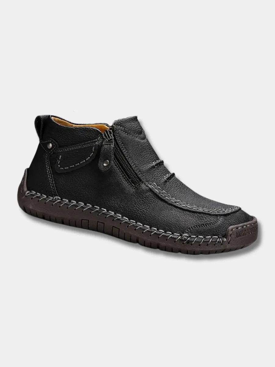 Optew Leather Shoes with Side Zipper