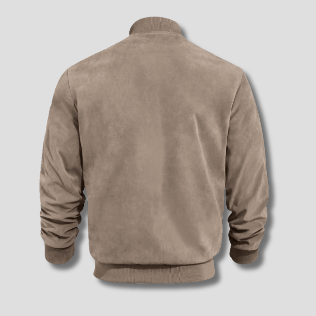Optew Men’s Faux Suede Bomber Jacket