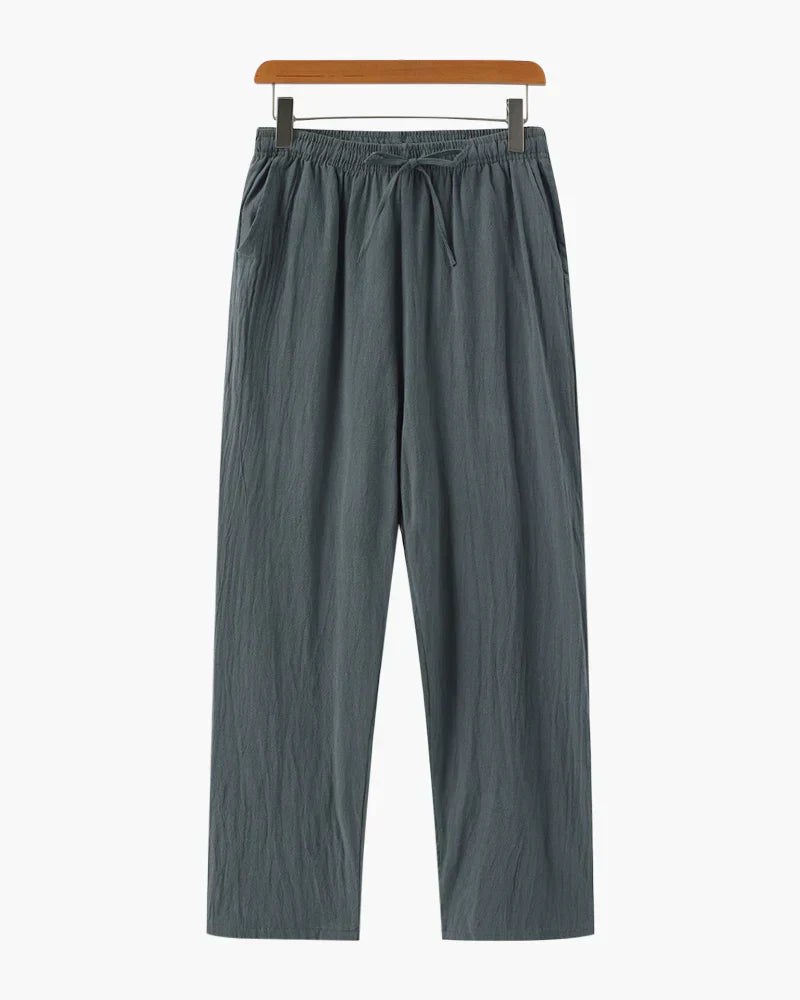 Optew Men’s Linen Lace-Up Trousers