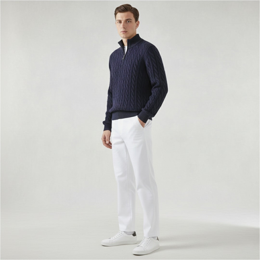 Optew Men’s Cable Zip Sweater Trousers Set
