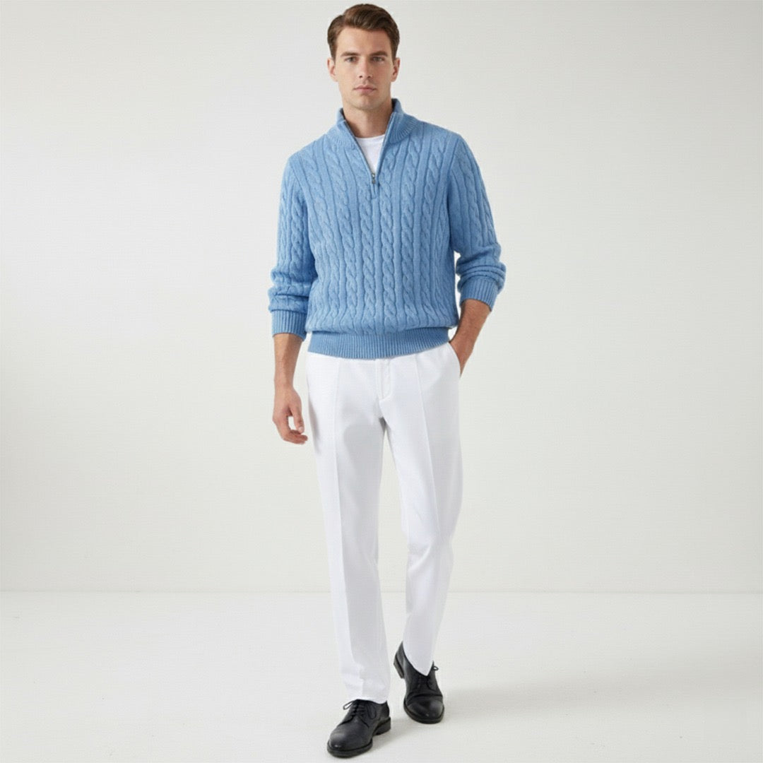 Optew Men’s Cable Zip Sweater Trousers Set