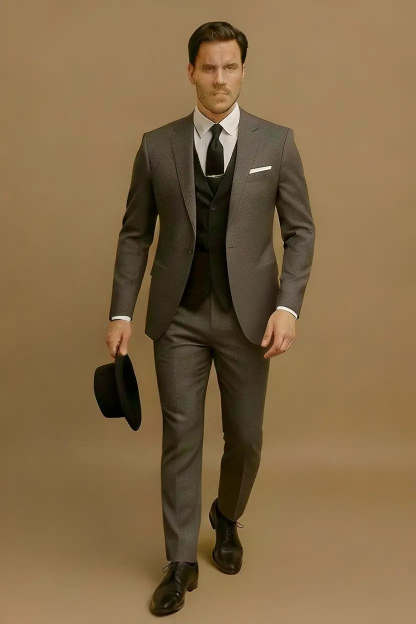 Optew Men’s Slim Fit 3‑piece Suit – Blazer, Waistcoat & Trousers Set