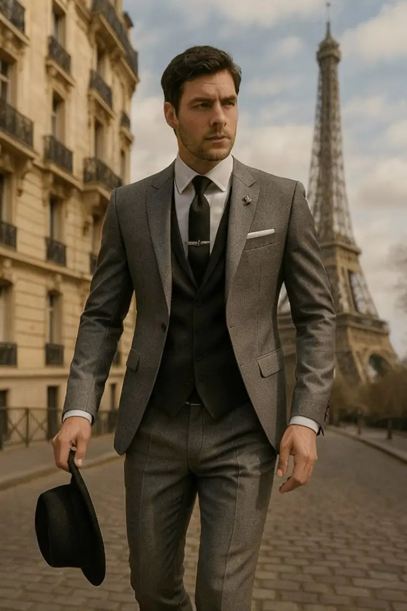Optew Men’s Slim Fit 3‑piece Suit – Blazer, Waistcoat & Trousers Set