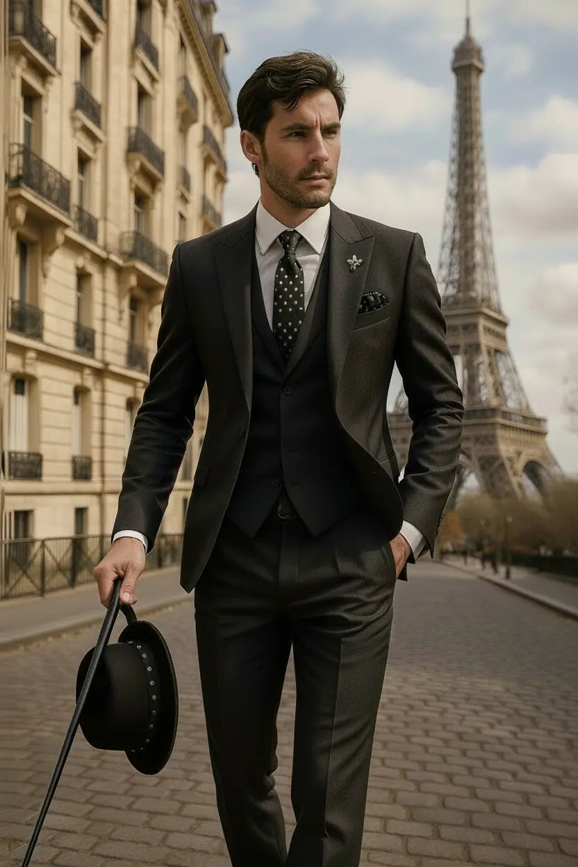Optew Men’s Slim Fit 3‑piece Suit – Blazer, Waistcoat & Trousers Set