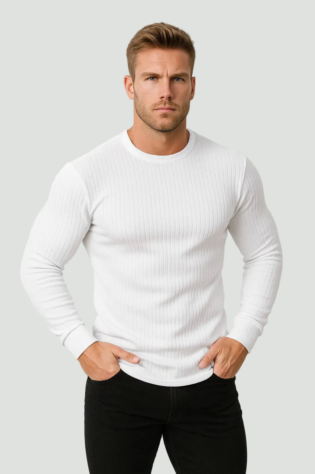 Optew Men’s Slim Ribbed Long Sleeve Top