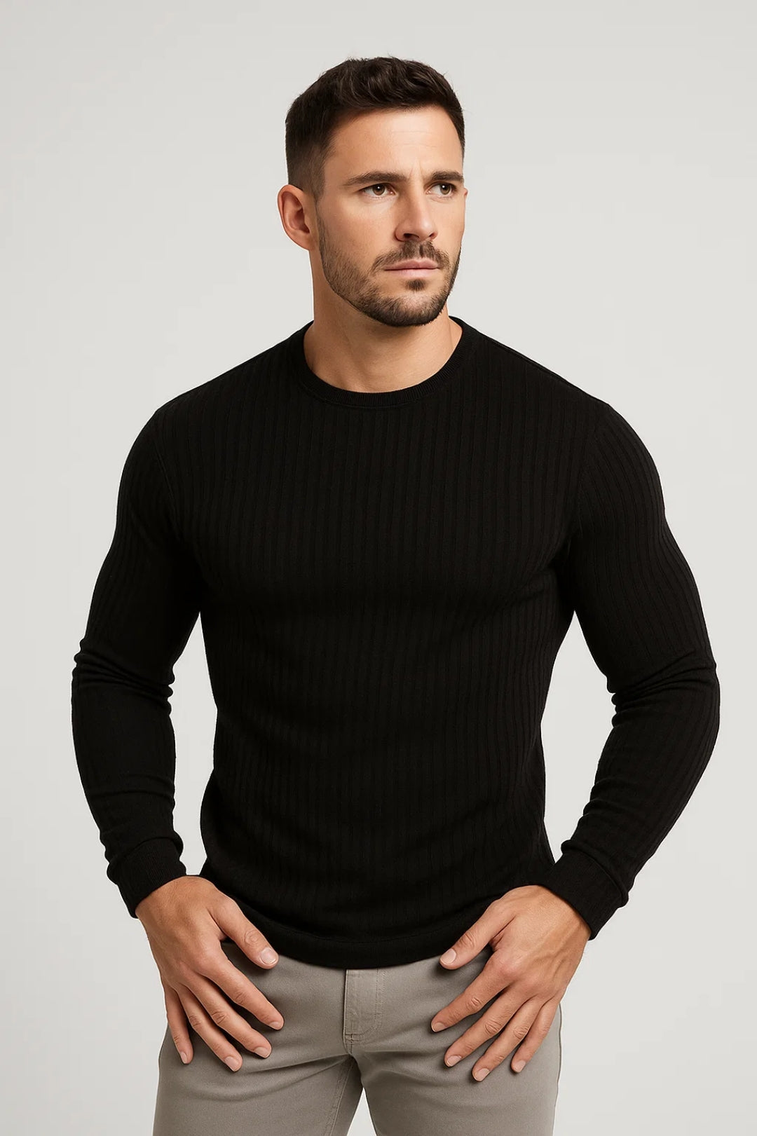 Optew Men’s Slim Ribbed Long Sleeve Top