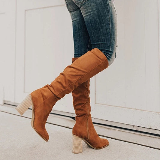 Optew Knee High Slouch Boots Women's - Side Zipper Closure