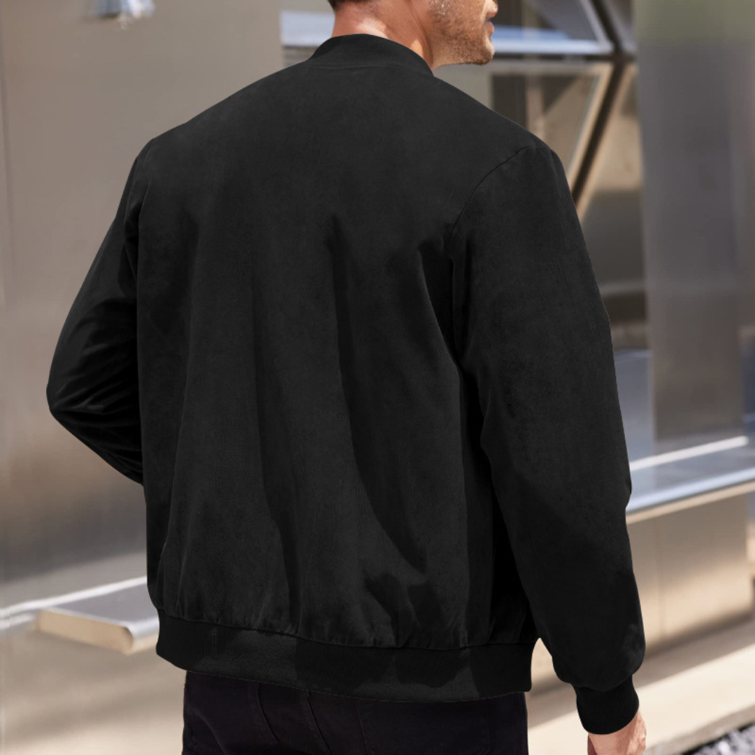 Optew Men’s Faux Suede Bomber Jacket