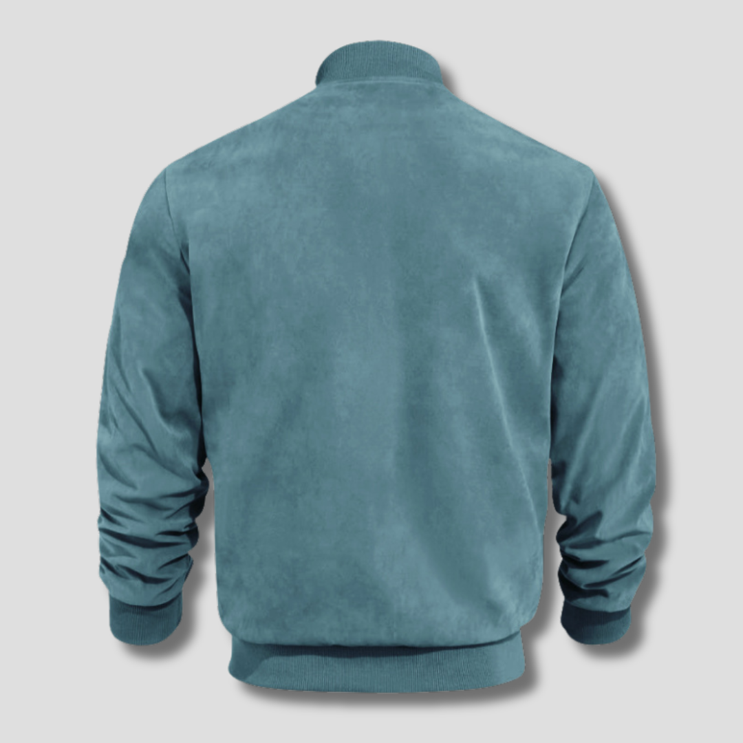 Optew Men’s Faux Suede Bomber Jacket
