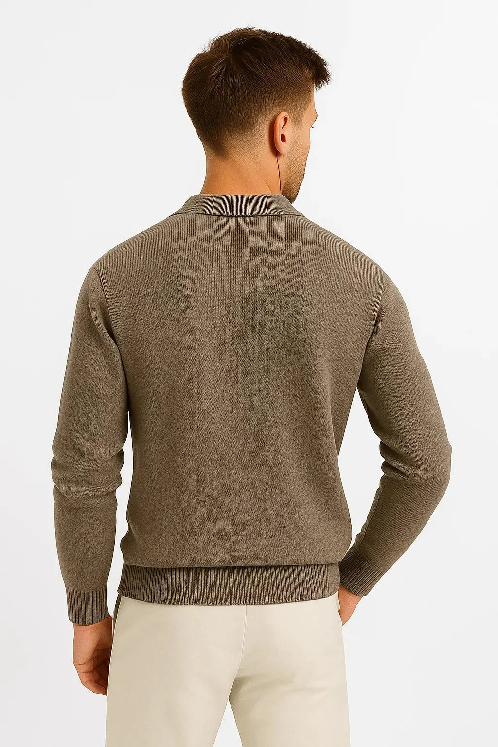 Optew Men's Polo Sweater Cotton Blend Classic Knit Pullover with Structured Collar