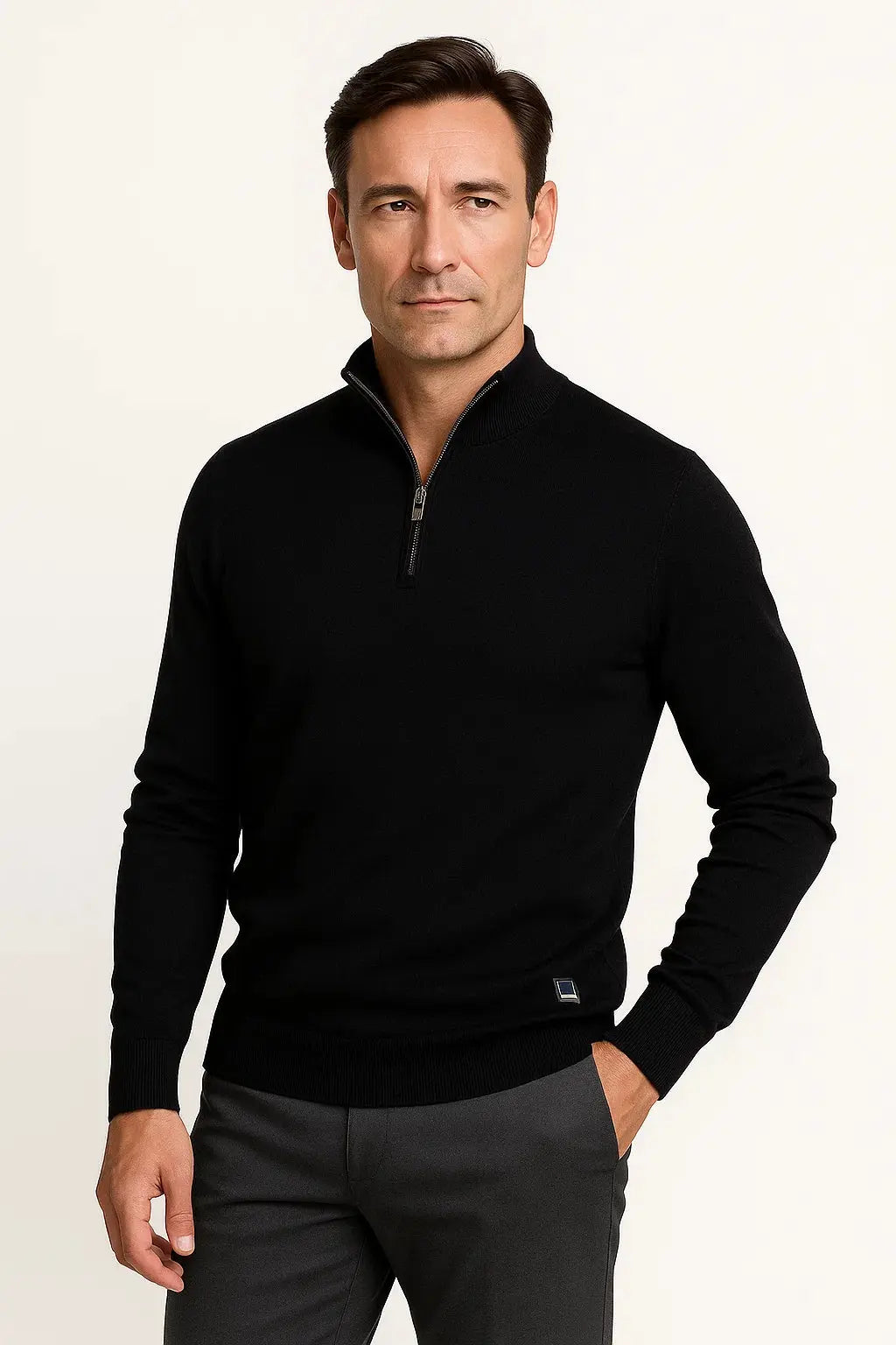 Optew Men's Quarter Zip Sweater Cotton Blend Classic Fit Minimalist Design