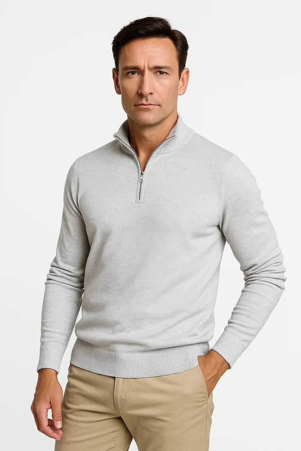 Optew Men's Quarter Zip Sweater Cotton Blend Classic Fit Minimalist Design