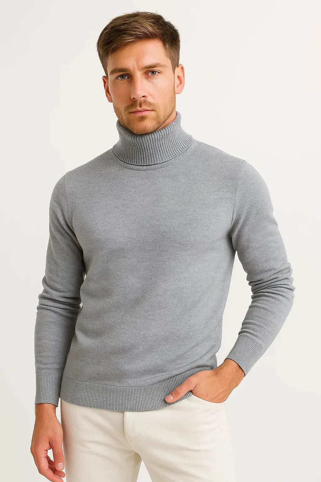 Optew Men's Turtleneck Sweater Virgin Wool Classic Design Comfortable Fit
