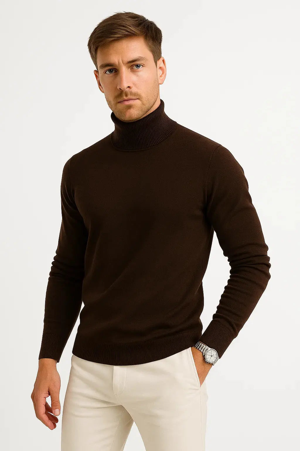 Optew Men's Turtleneck Sweater Virgin Wool Classic Design Comfortable Fit