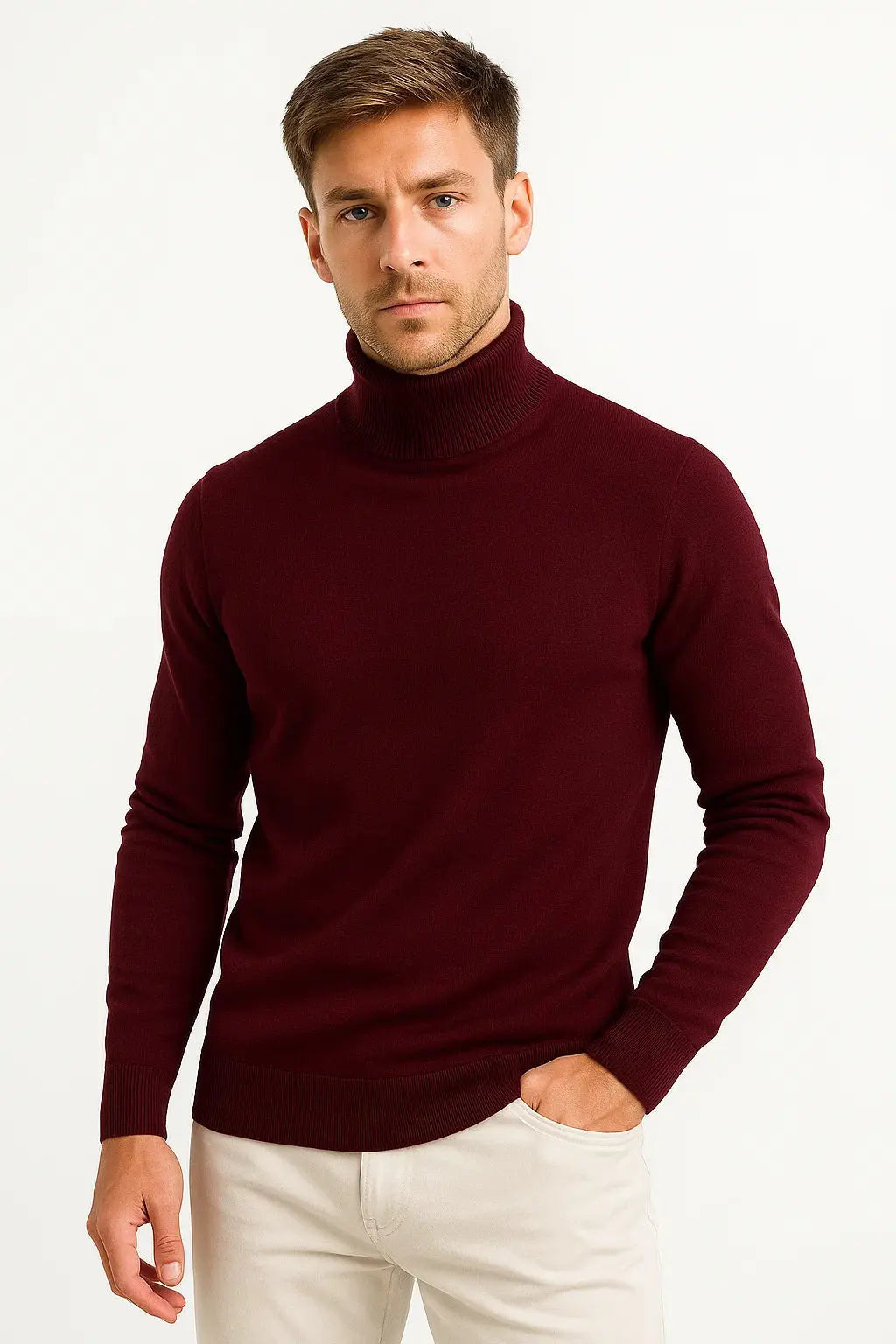 Optew Men's Turtleneck Sweater Virgin Wool Classic Design Comfortable Fit