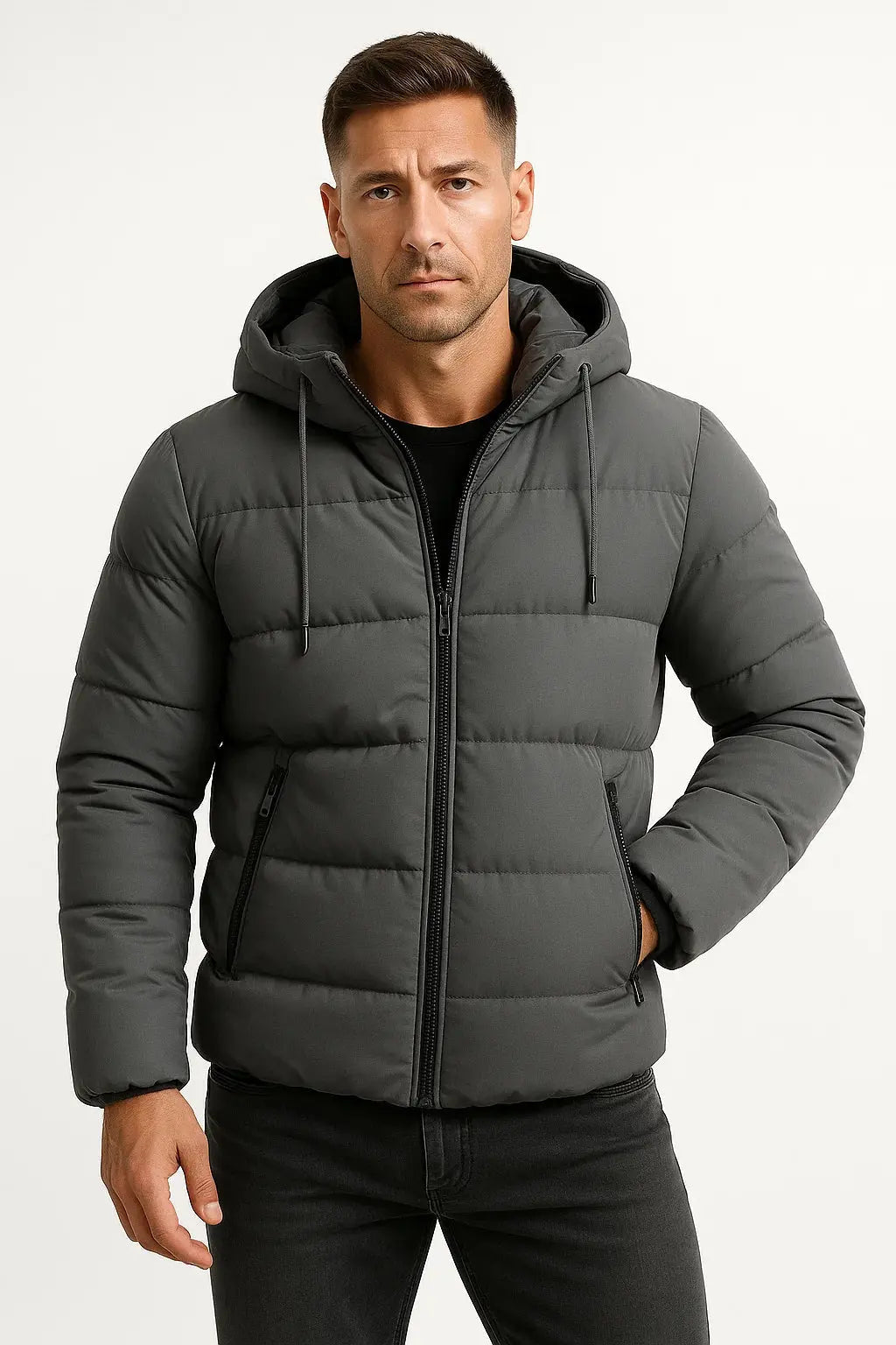 Optew Men's Insulated Puffer Jacket Cotton Blend with Hood