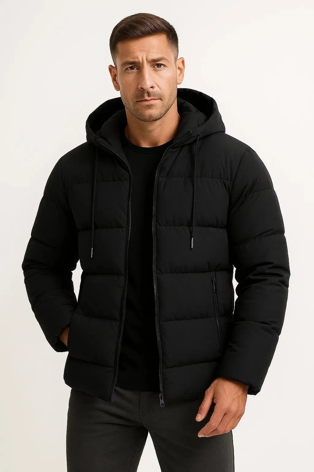 Optew Men's Insulated Puffer Jacket Cotton Blend with Hood