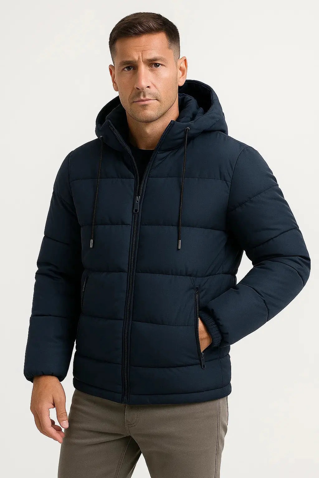 Optew Men's Insulated Puffer Jacket Cotton Blend with Hood