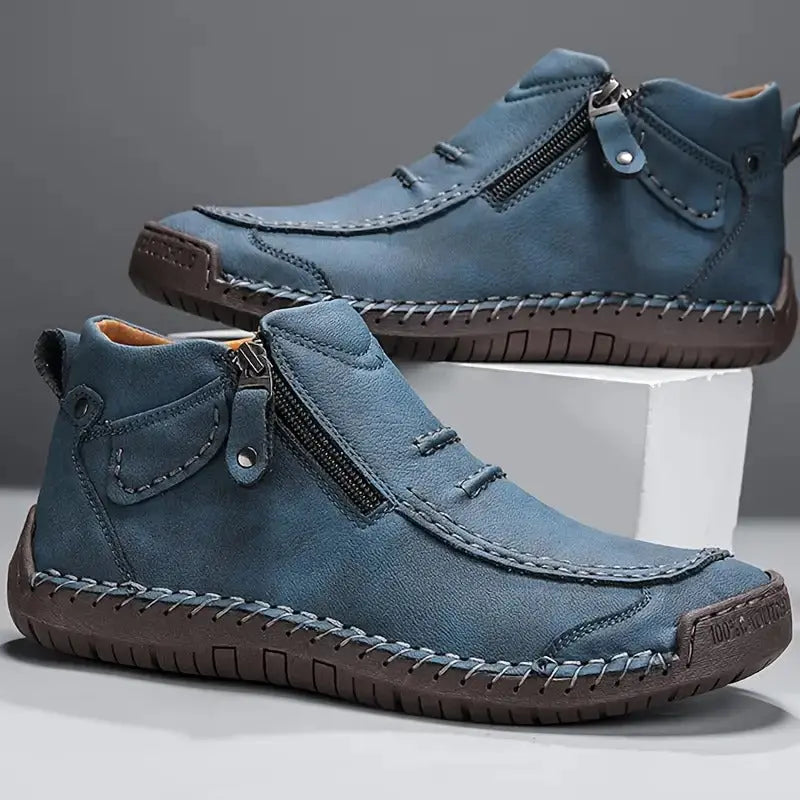 Optew Leather Shoes with Side Zipper