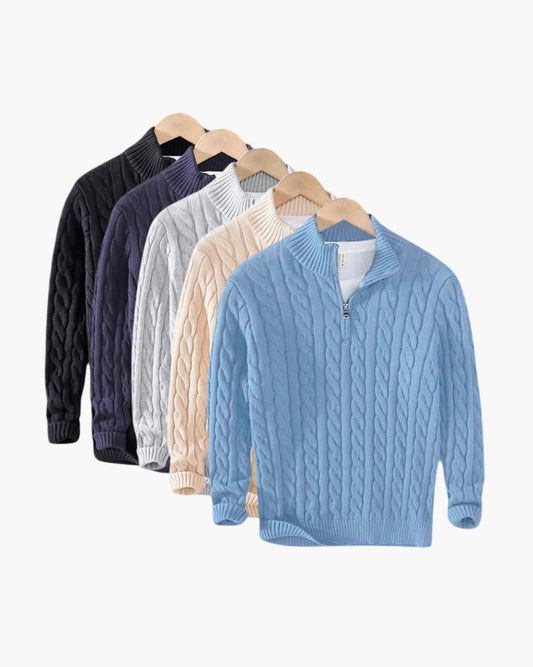 Optew Men’s Cable Knit Half-Zip Sweater Pack of 5