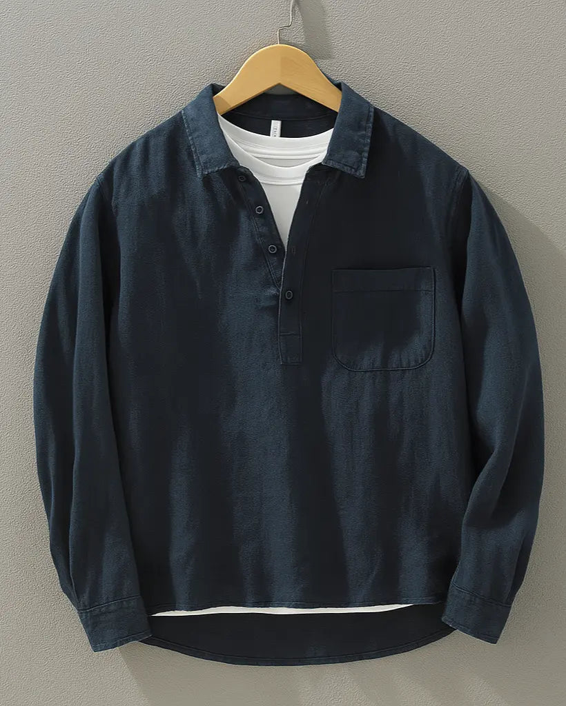 Optew Cotton-Linen Popover Shirt