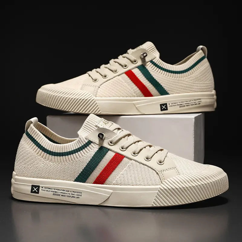 Optew Men’s Retro Stripe Minimalist Sneakers