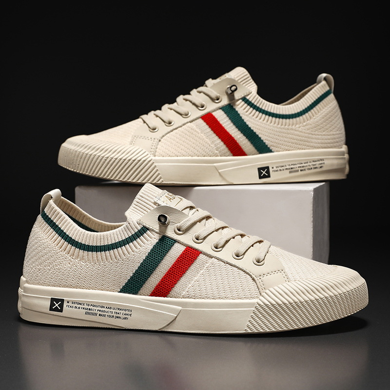 Optew Casual Lace-up Sneakers for Men - Striped Detail