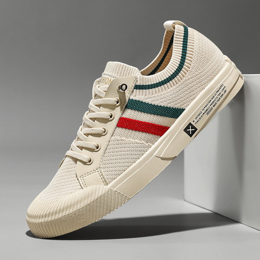 Optew Casual Lace-up Sneakers for Men - Striped Detail