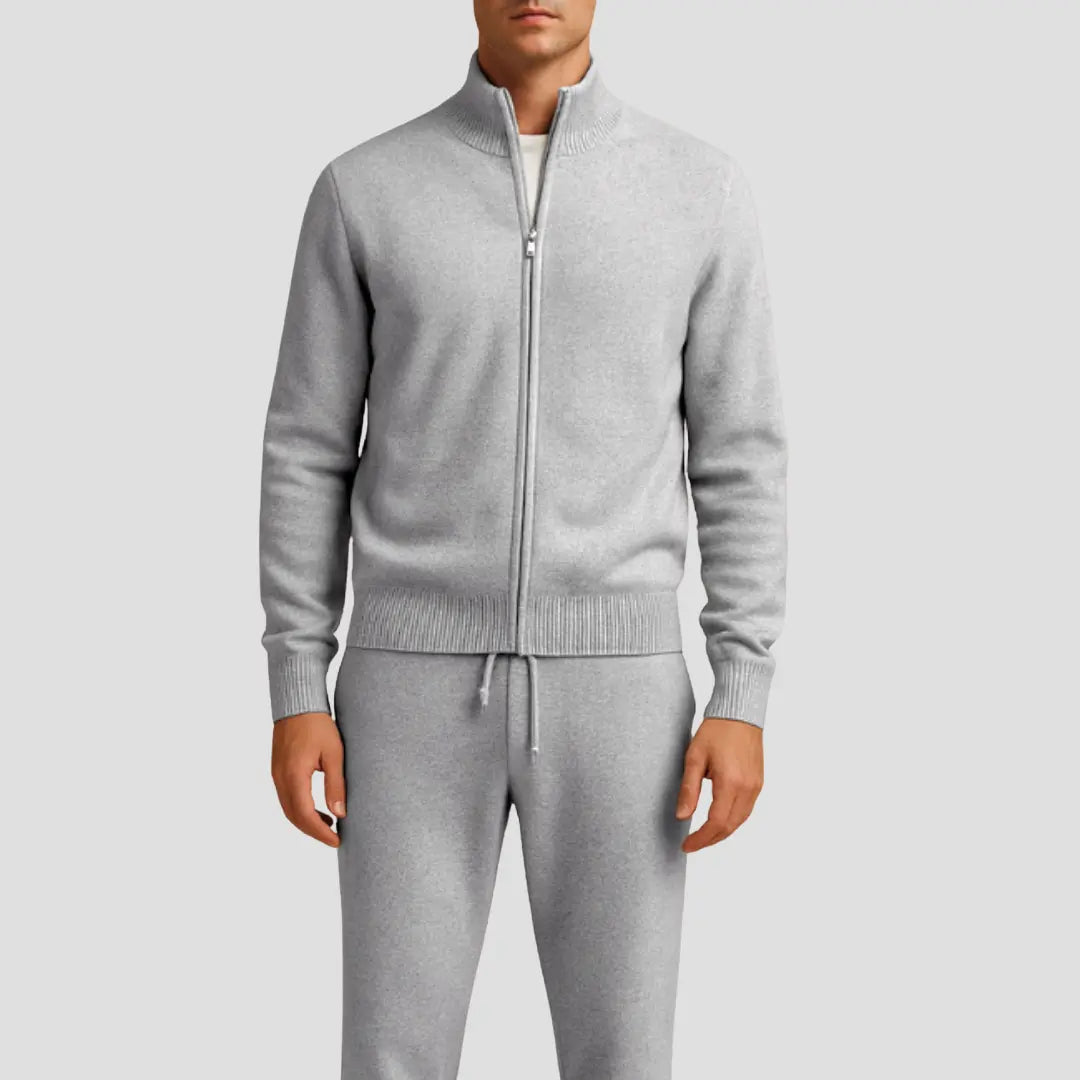 Optew Men's Casual Set Merino Wool Zipper Jacket and Pants