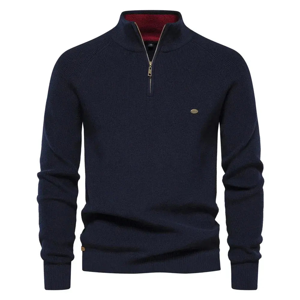 Optew Men's Half Zip Jumper in Wool Blend – Classic Knitted Style