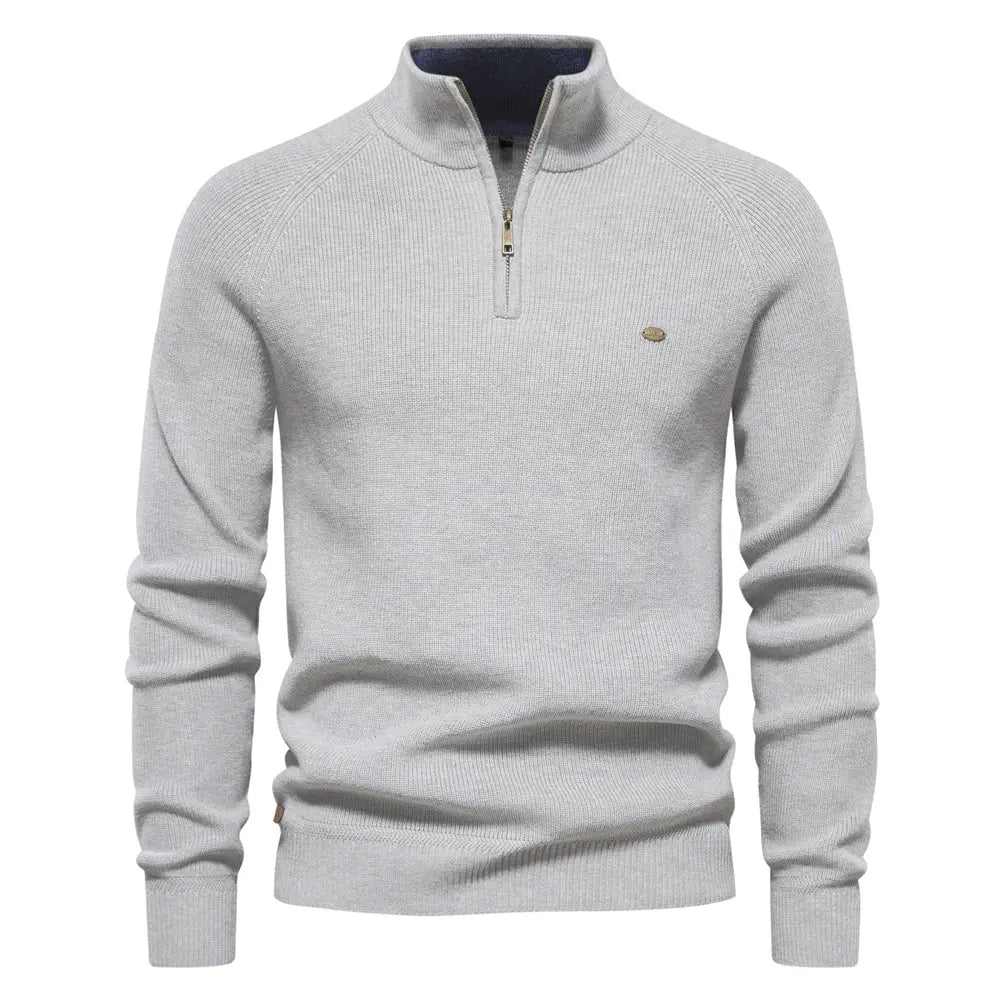 Optew Men's Half Zip Jumper in Wool Blend – Classic Knitted Style