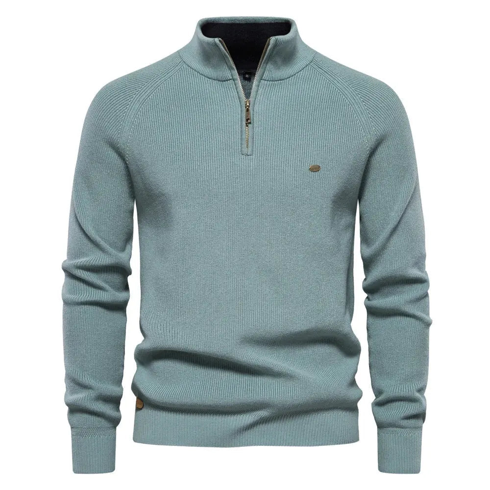 Optew Men's Half Zip Jumper in Wool Blend – Classic Knitted Style