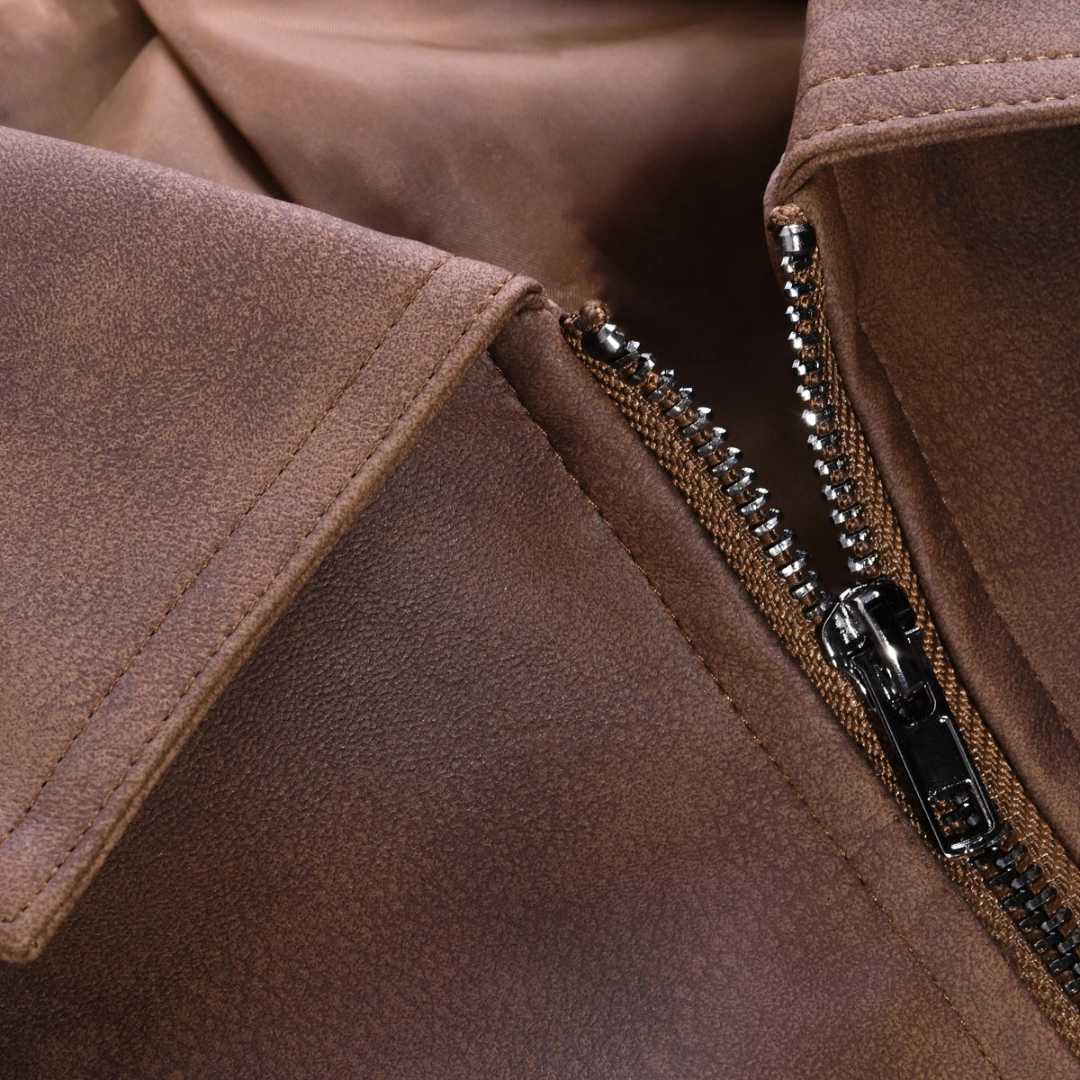 Optew Men's Classic Zipper Leather Jacket