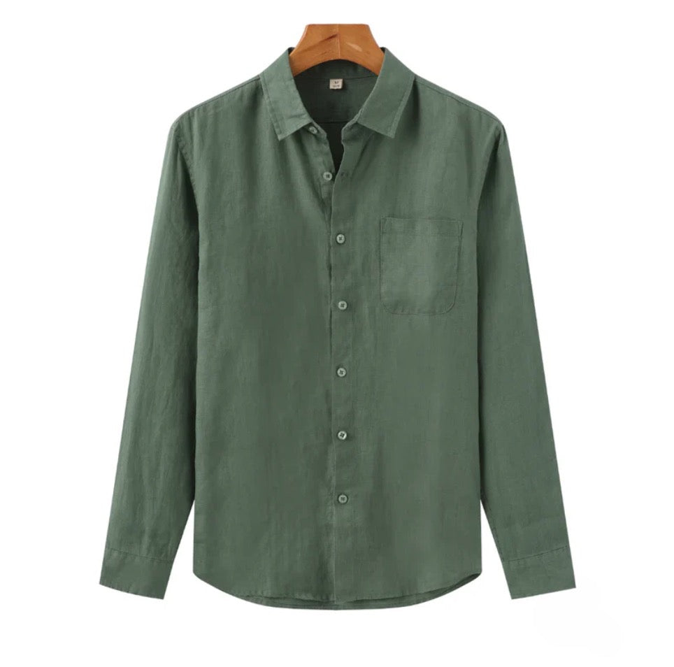 Optew Men’s Linen Long Sleeve Shirt