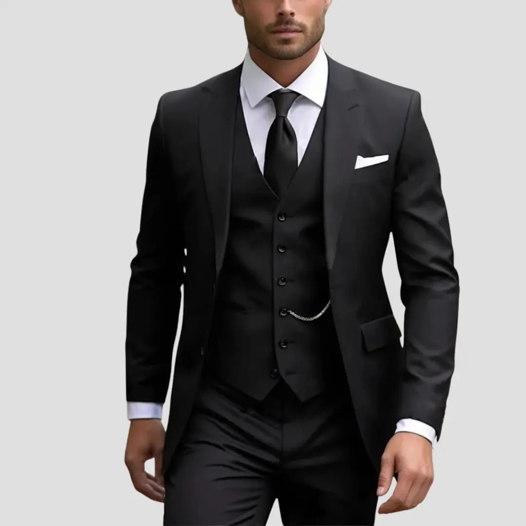 Optew Men's Three-Piece Suit Tailored Slim Fit Blend for Weddings and Groomsmen