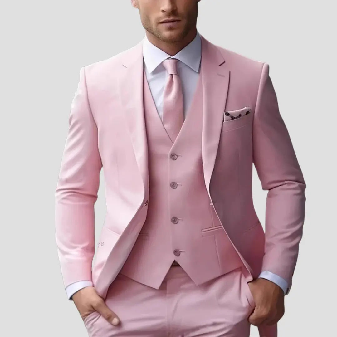Optew Men's Three-Piece Suit Tailored Slim Fit Blend for Weddings and Groomsmen