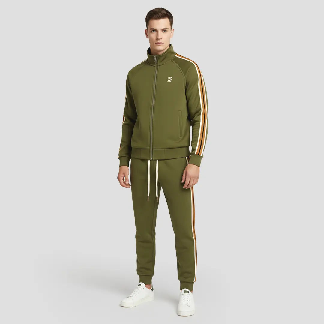 Optew Men's Tracksuit Set Breathable Fabric Striped Design