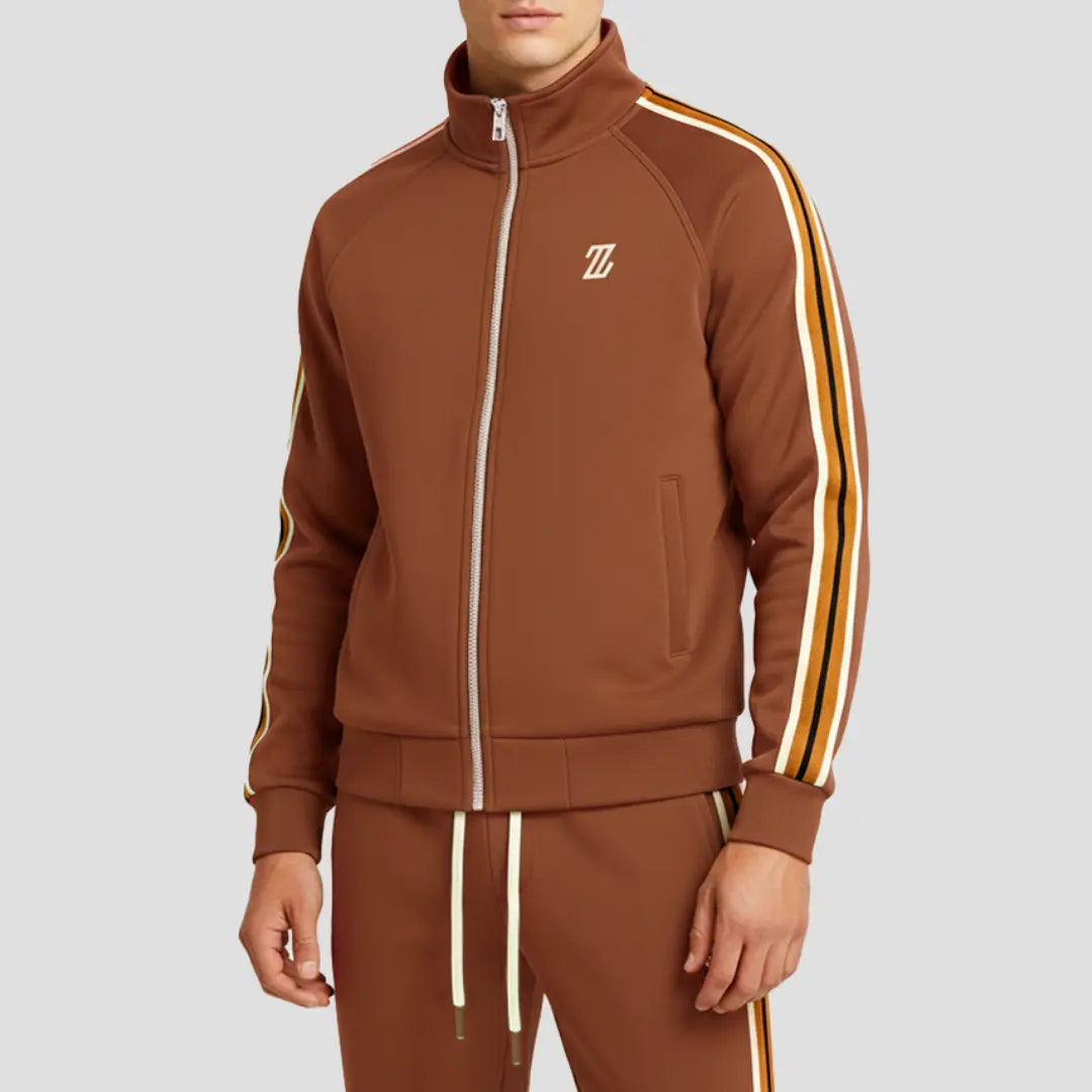 Optew Men's Tracksuit Set Breathable Fabric Striped Design