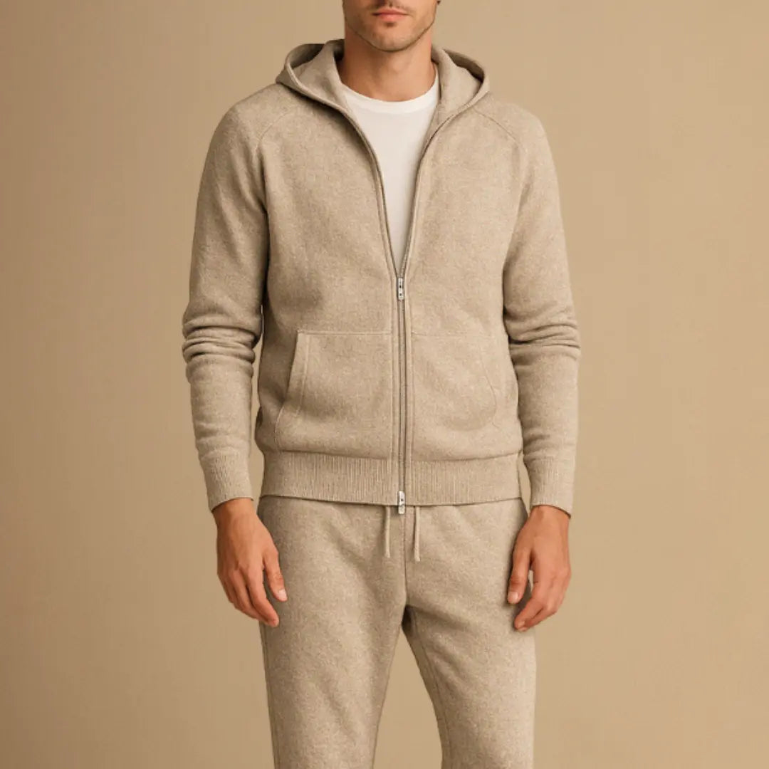 Optew Men's Tracksuit Set Knit Zip-Up Hoodie and Jogger Pants