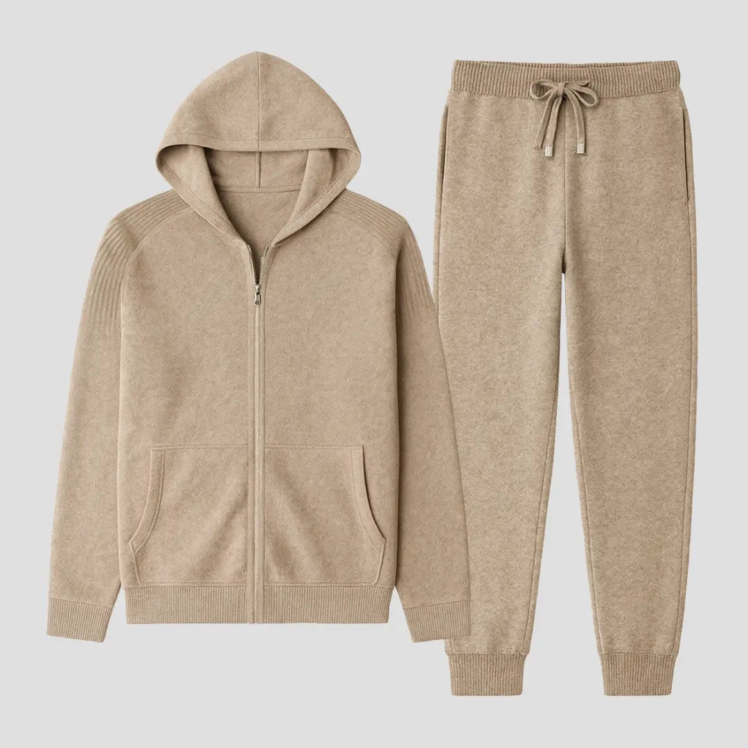 Optew Men's Tracksuit Set Knit Zip-Up Hoodie and Jogger Pants