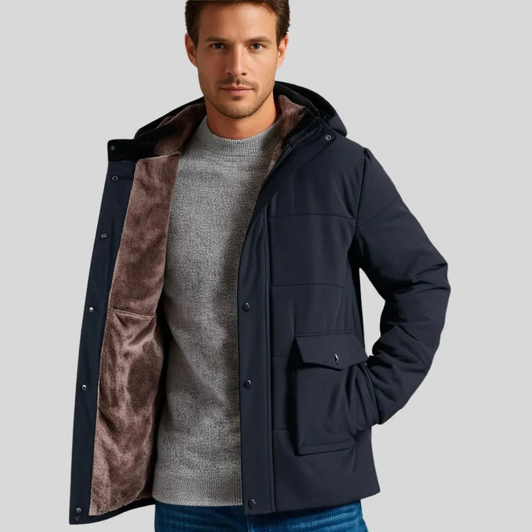 Optew Men’s Warm Fleece-Lined Outdoor Jacket with Hood