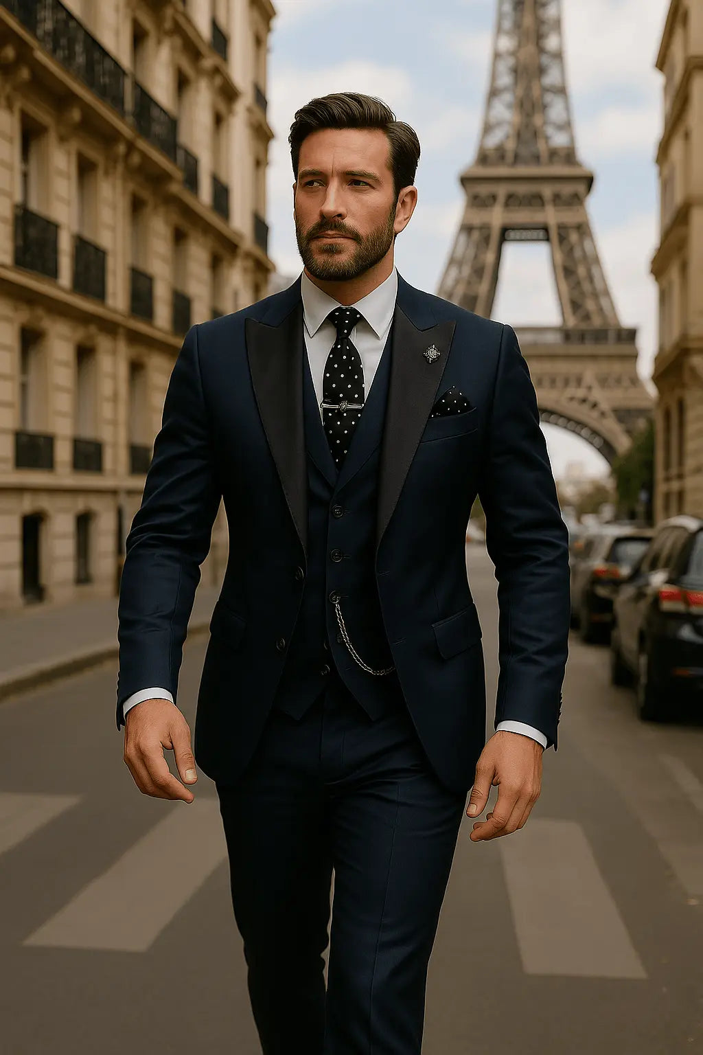 Optew Men’s Slim Fit 3‑piece Suit – Blazer, Waistcoat & Trousers Set