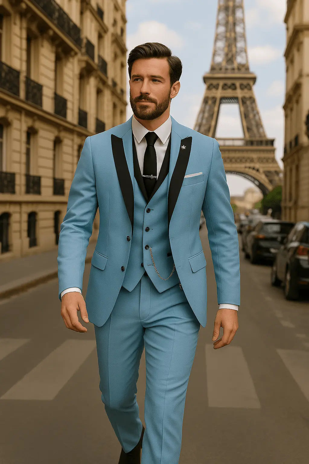 Optew Men’s Slim Fit 3‑piece Suit – Blazer, Waistcoat & Trousers Set