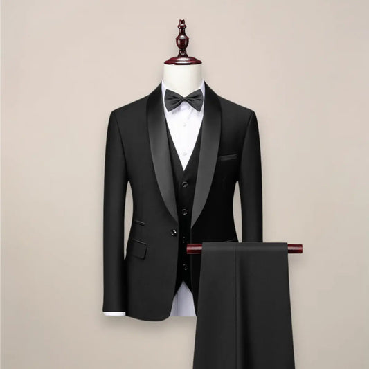 Optew Men’s Slim Fit 3‑piece Tuxedo Suit – Formal Wedding & Event Wear