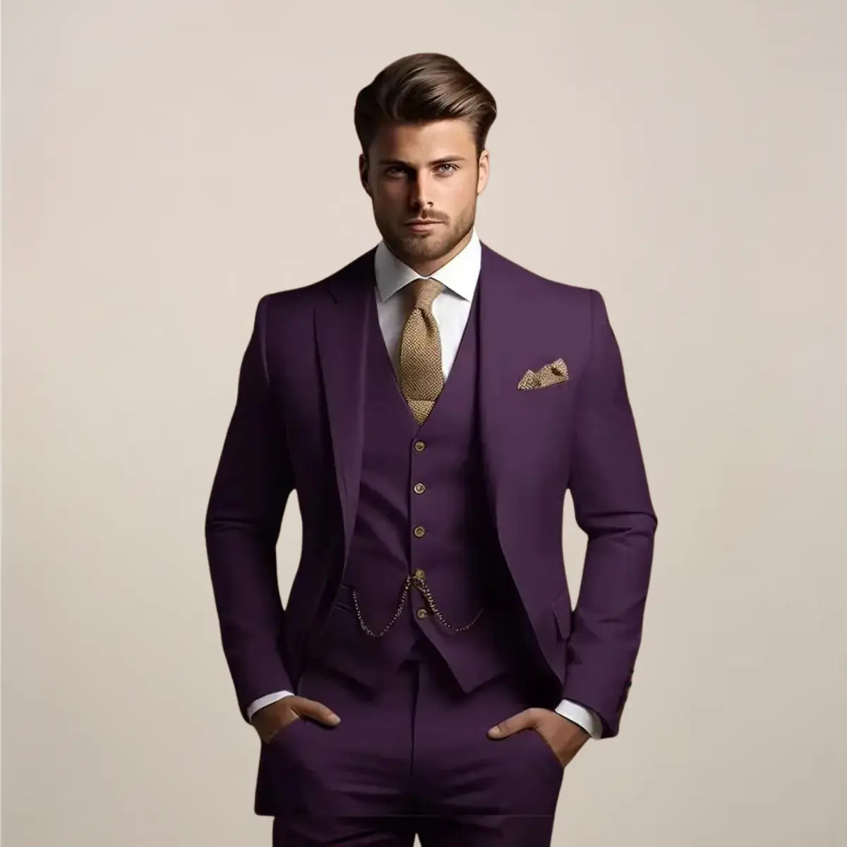 Optew Men’s Slim Fit 3‑piece Suit – Wedding Tuxedo