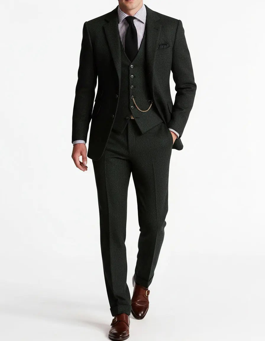 Optew Men’s Three-Piece Tweed Suit