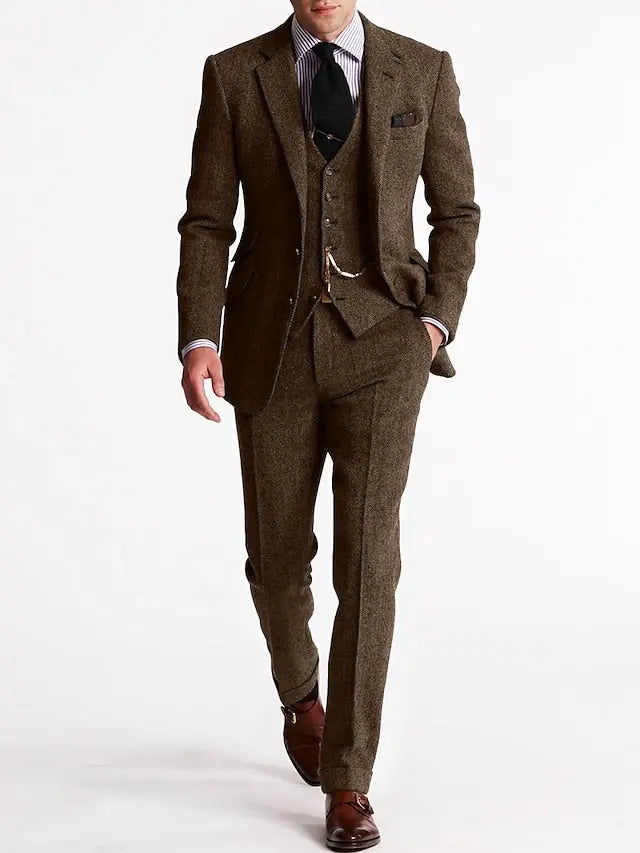 Optew Men’s Three-Piece Tweed Suit