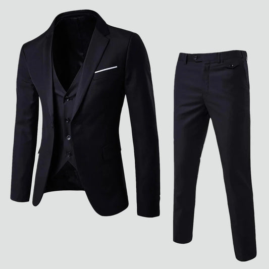 Optew Men Formal Suit Set Minimalist Chest Pocket Polyester Blend