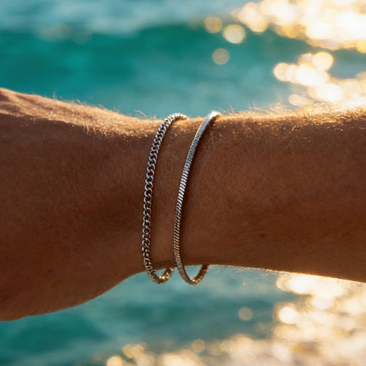Optew Men’s Thin Chain Bracelet Pack