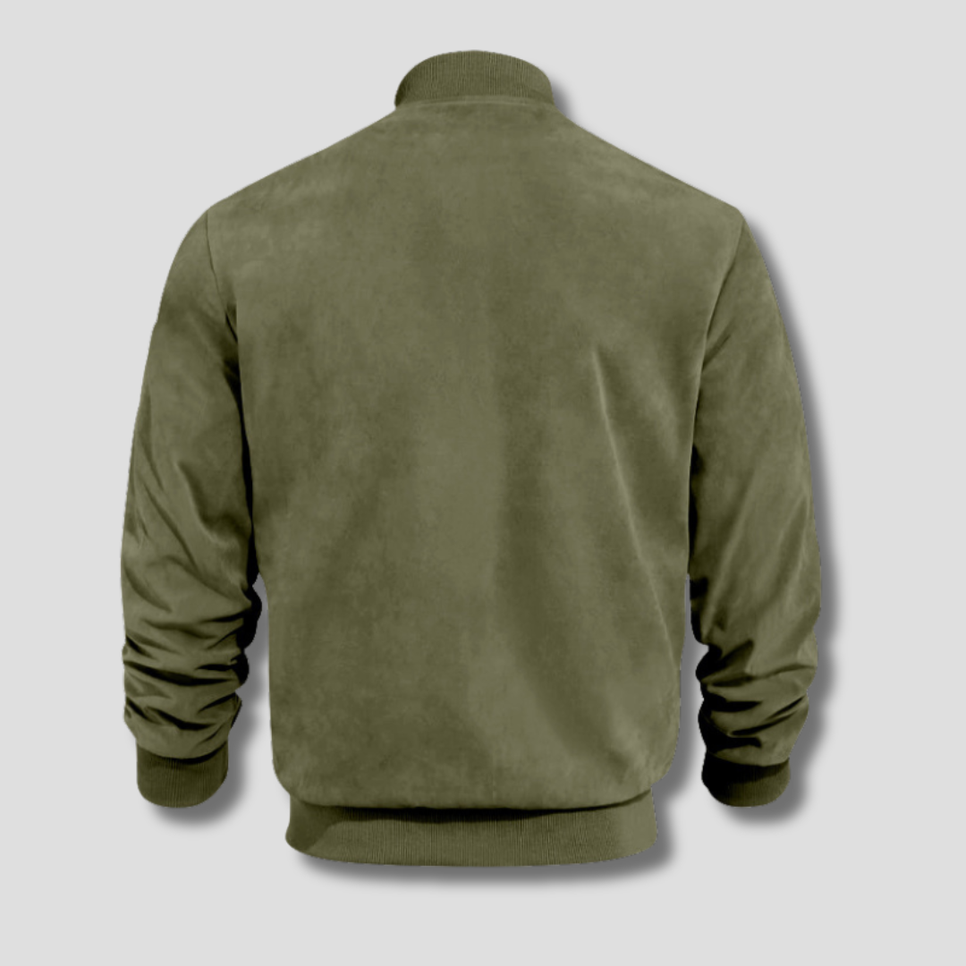 Optew Men’s Faux Suede Bomber Jacket